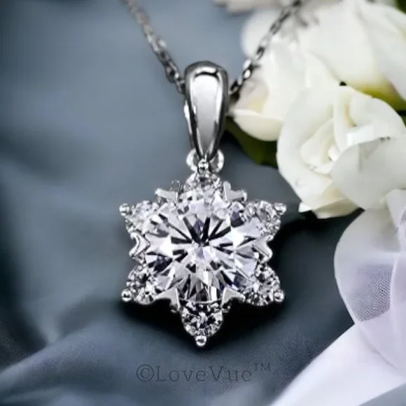 Certified 1ct. t.w. Diamond Star of David Brilliant Cut Necklace VVS1 - Picture 4 of 16